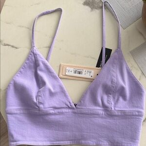 Alice + Olivia Lavender Denim Crop Top
